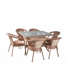 Комплект мебели Deco-6 с прямоугольным столом светлый